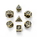 In Stock Middle Eastern Style Gold Polyhedral Metal DND Dice Set for RPG Games