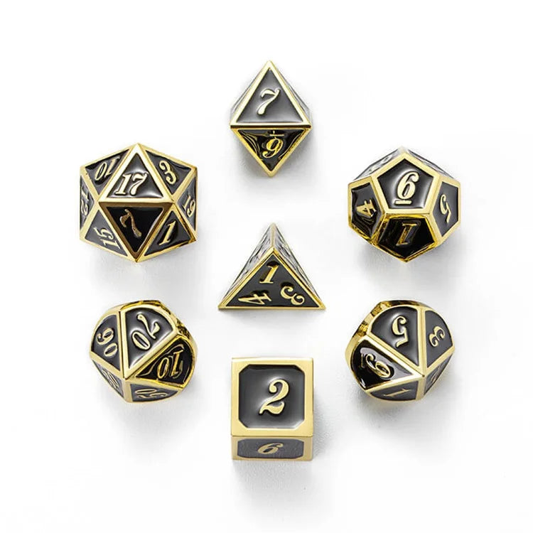 In Stock Middle Eastern Style Gold Polyhedral Metal DND Dice Set for RPG Games