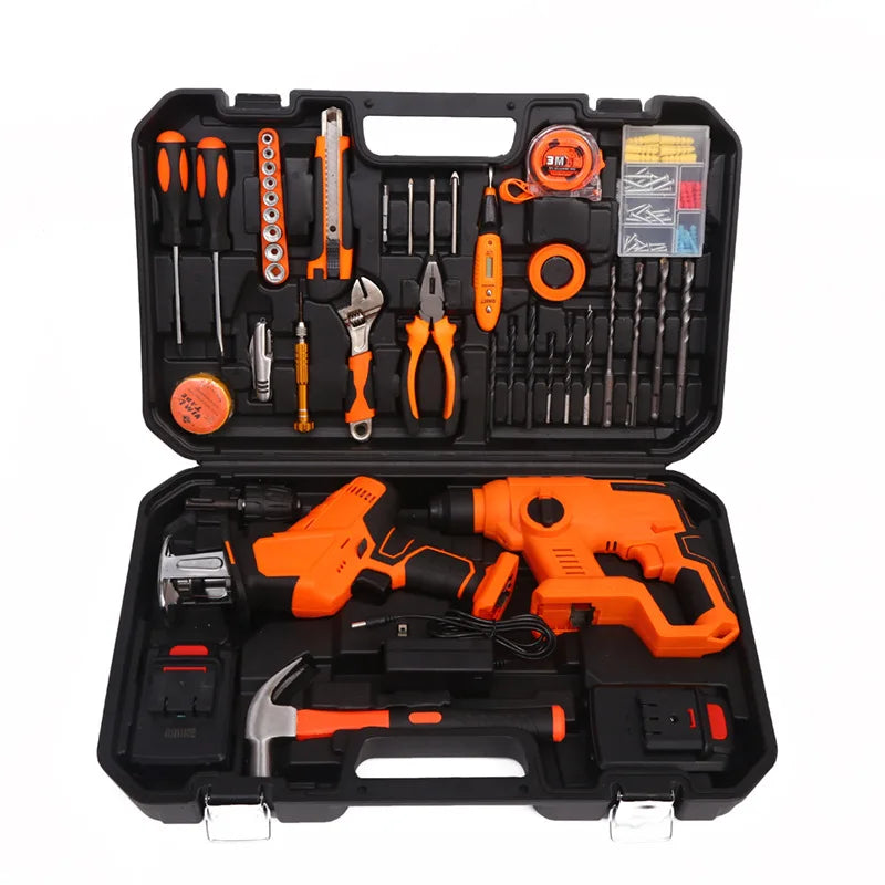 Practical Home Hardware Toolbox Multifunctional Portable Electrician Saber Saw Toolbox Lithium-ion Drill
