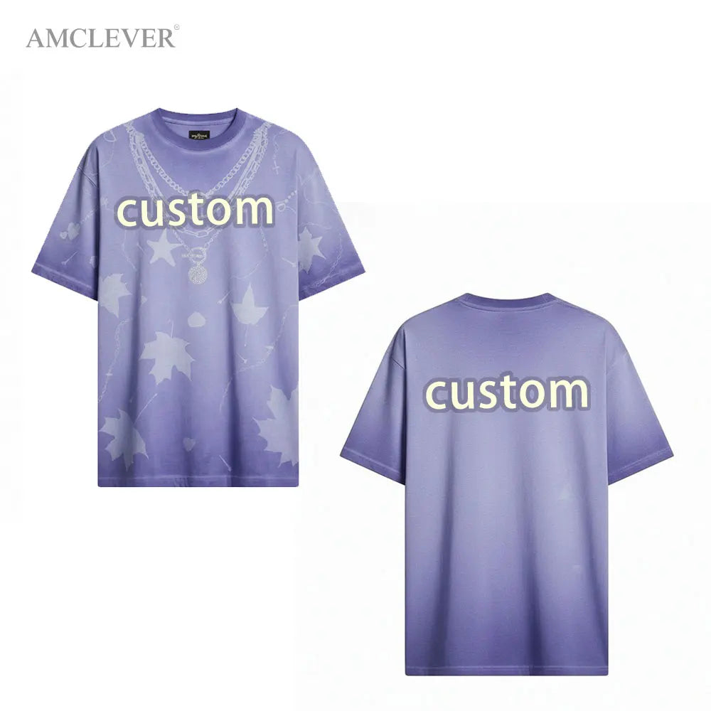 Burnout Rhinestone Custom T-shirt 285Grams Heavyweight Cotton Summer American Retro Breathable Crew Neck Premium Men Tee