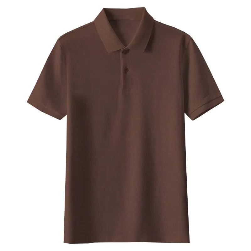 OEM Customized Logo Design Middle-Aged Young Adults Solid Color Loose Fit Casual Collared Short-Sleeve T-Shirt Polo Shirt