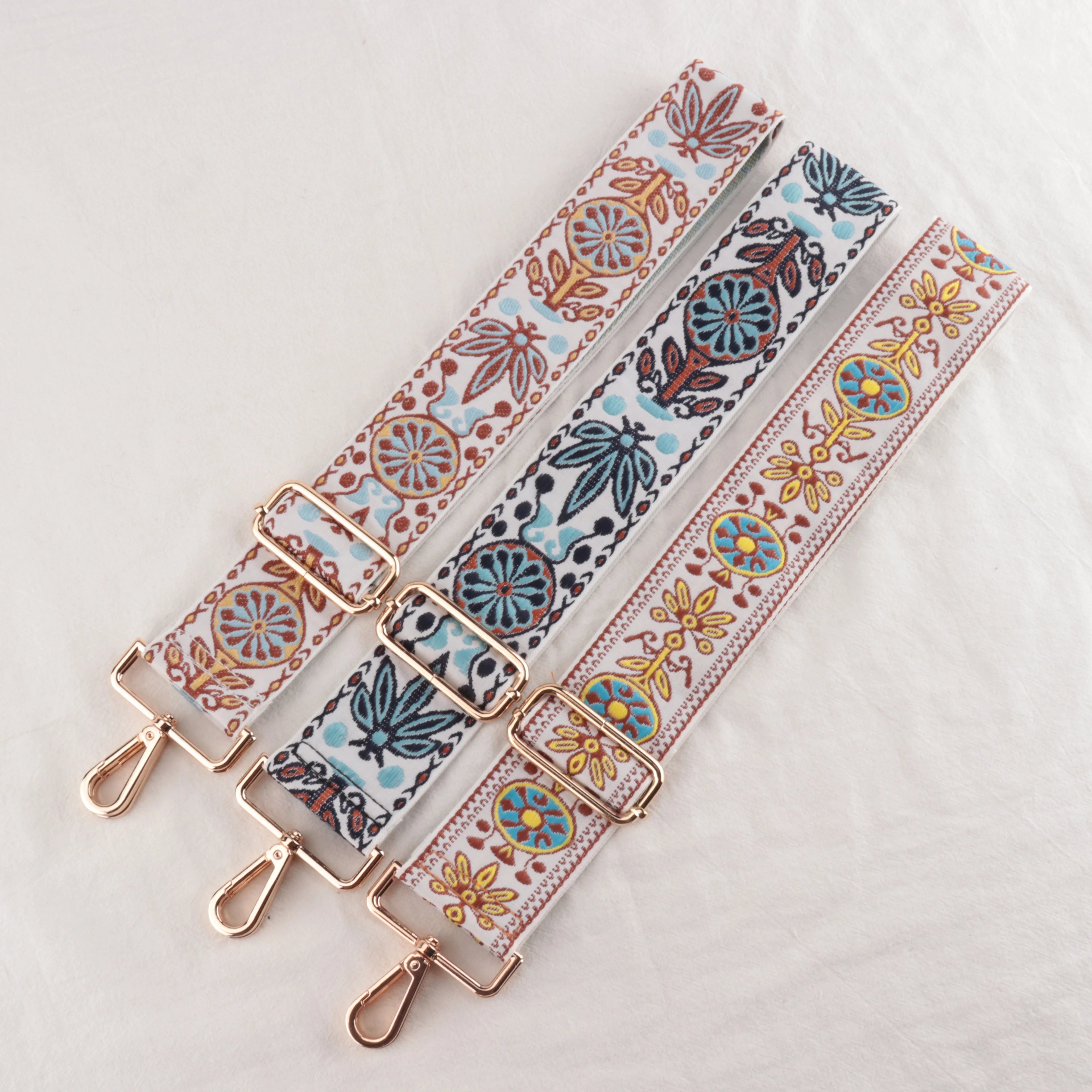 Retro Ethnic Style Embroidery Bag with Adjustable Shoulder Wide Replaceable Shoulder Straps Luxury Style Strong Features