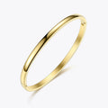 LILIFLOR 18K Gold Plated Stainless Steel Jewelry Simple Glossy Cuff Bangles Waterproof for Women Bracelets BM182005