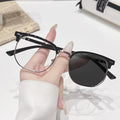 2025 Logo Custom Fashion Color Changing Half Frame Glasses Oversized Photochromic Anti Blue Light Glasses for Men Women