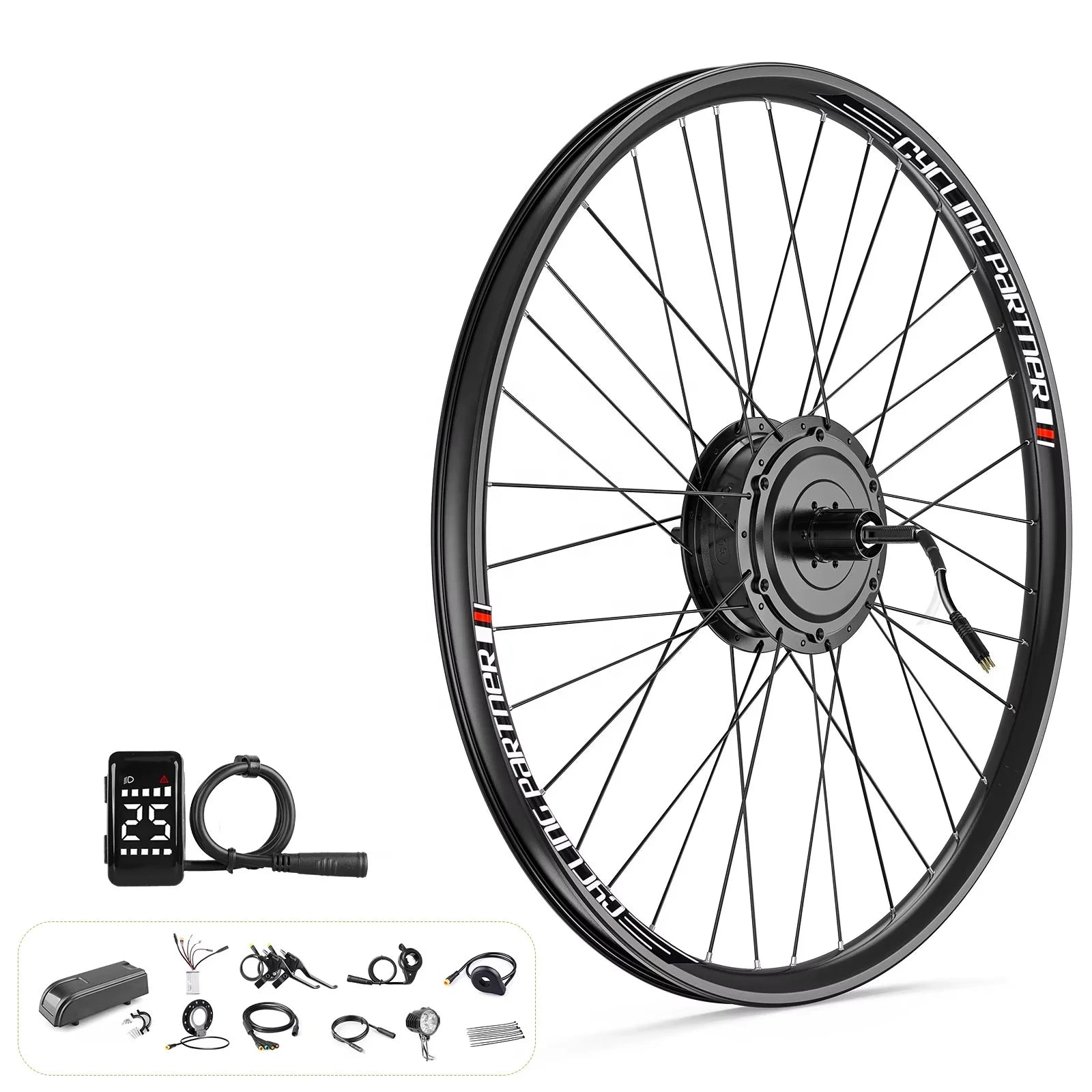 Sutto 250W 36V Brushless Rear Hub Motor Conversion Kit Electric Bicycle LCD Display Lithium Battery 26" 27.5" 700C Thumb IP65