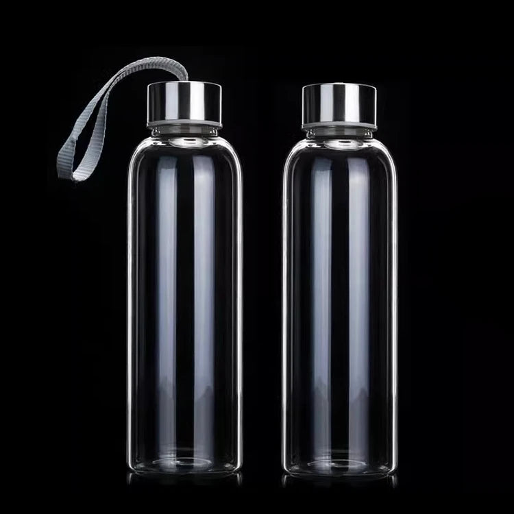 Custom 2025High Borosilicate Natural Leak Proof Stainless Steel Lid Reusable Glass Water Bottle With Silicone Sleeve