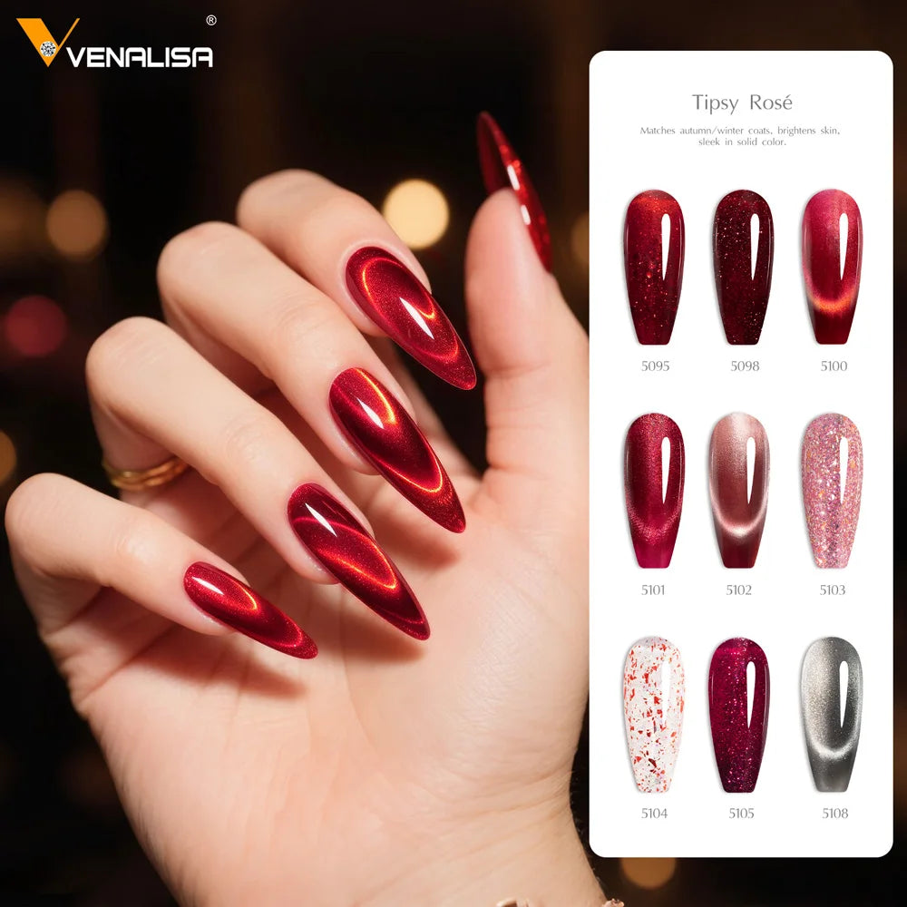 VENALISA Christmas Gift 2026 New Year 10ml Free TPO & Hema Glitter Cat Eyes Gel Polish Enamel Esmaltes Gel Nail Polish Base Top