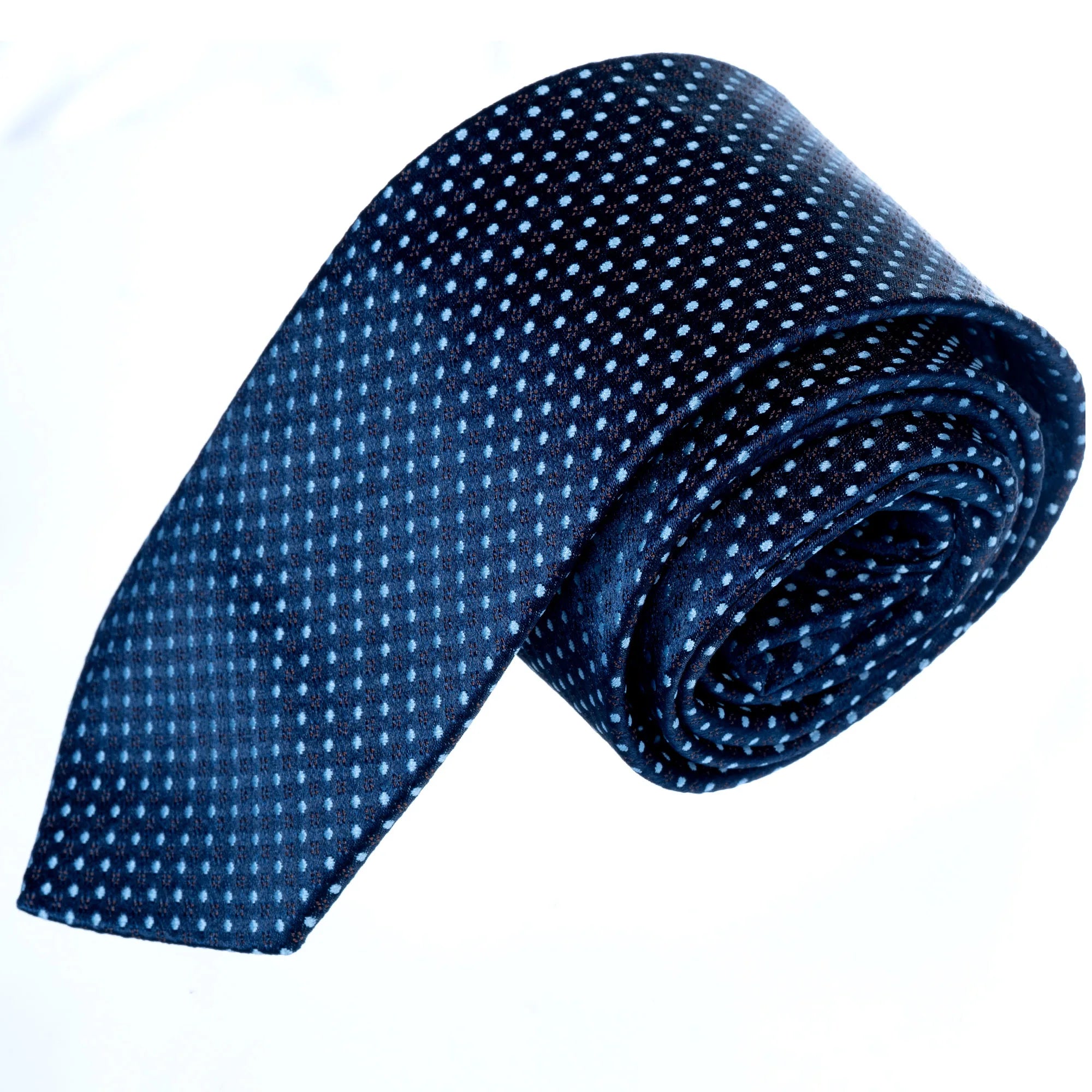 Exve Exclusive Navy and Blue Polka Dot Handmade Necktie