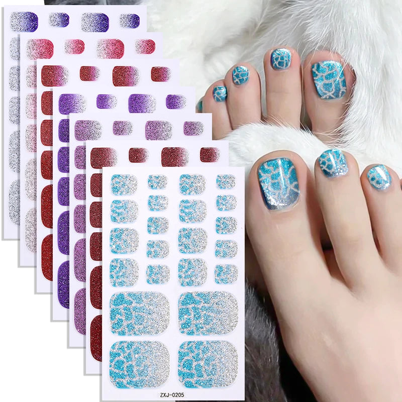 Environmentally Friendly Non-toxic Safe Wholesale CMYK Color Glitter Gradient Gel Toenail Stickers
