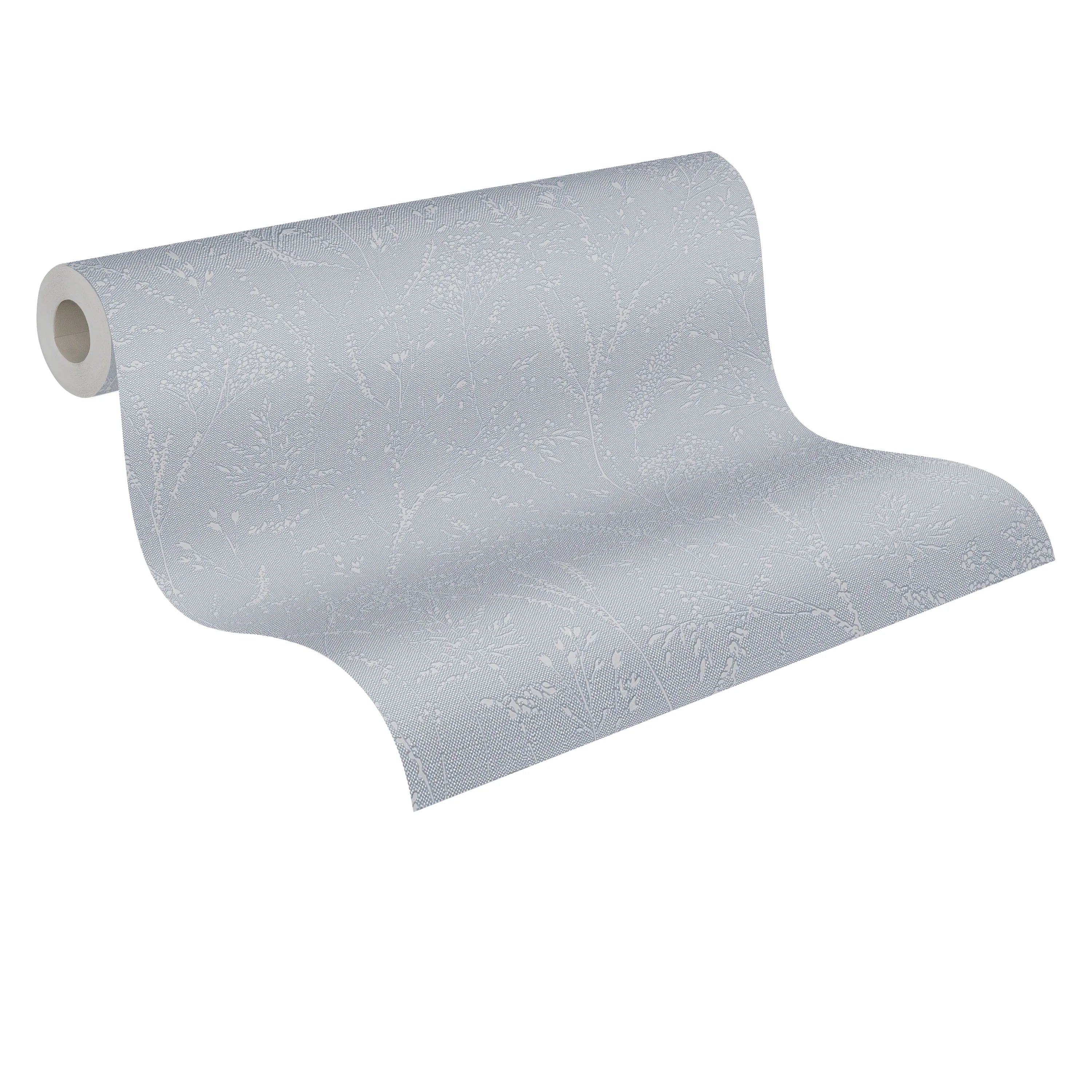 Made Germany Modern Floral Wallpaper Rolls-Non Woven Vinyl Blue Grey 10.05x0.53m-Highly Wash-Resistant Living Room Hotel School