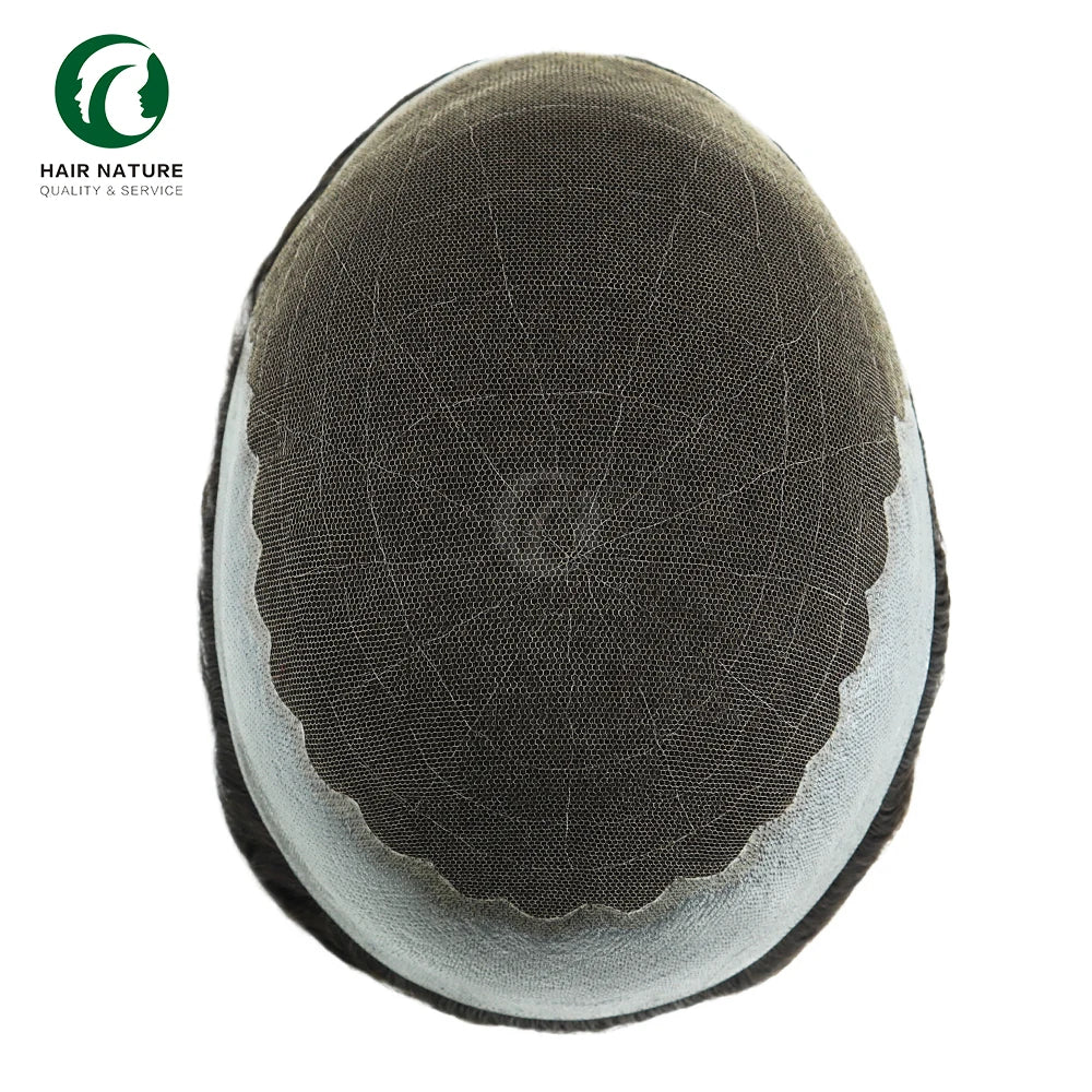 Bella-Lace and PU Base With Bleached Knotted in Front Hair Wig for Men Density Light Medium 100% Bald Hair Toupee