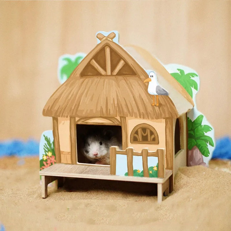 Hot Selling Original Design Large Multifunctional Hamster Hide Ocean Style Theme in Wood