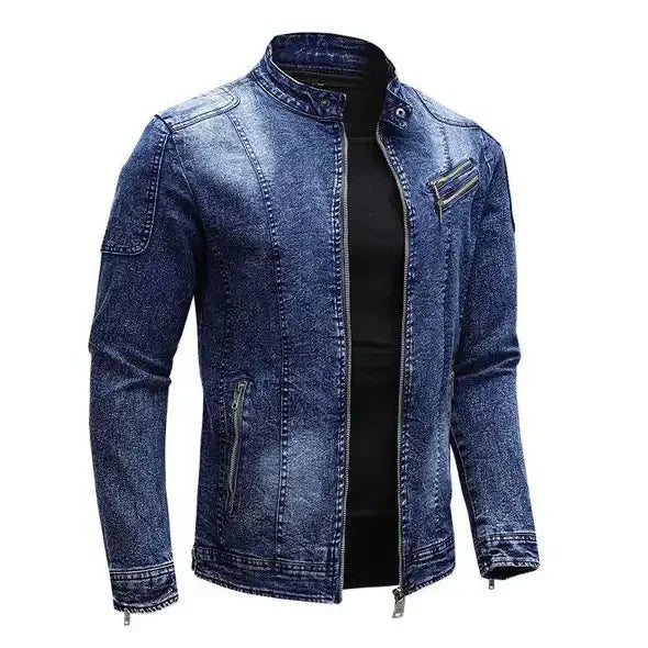 Classic Men's Winter Denim Jacket with Warm Fleece and Fur Collar for Cozy and Stylish Casual Outerwear