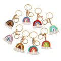 Bohemian Style Keychain Rainbow Braided Tassel Pendant Wallet Bag Decorative Rainbow Cotton Thread Weaving Key Chain Ornaments