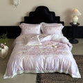 Purple Bed Set Summer Cool Pillow Shams 100% Lyocell Fitted & Flat Sheets Digital Printing Bedding Sheets Set