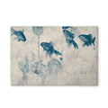 Made In Germany - Home Decor Canvas Picture Fish Painting - Wall Mural In Cream And Blue - Canvas Picture On Stretcher Frame