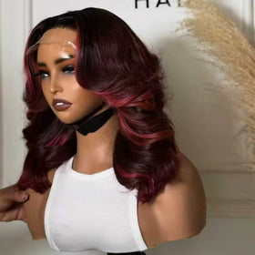 Glueless Wigs 13x4 13x6 5x5 HD Transparent Lace Highlight Pink Front Wig 200% Human Hair Wig Body Wave Bleached Knots