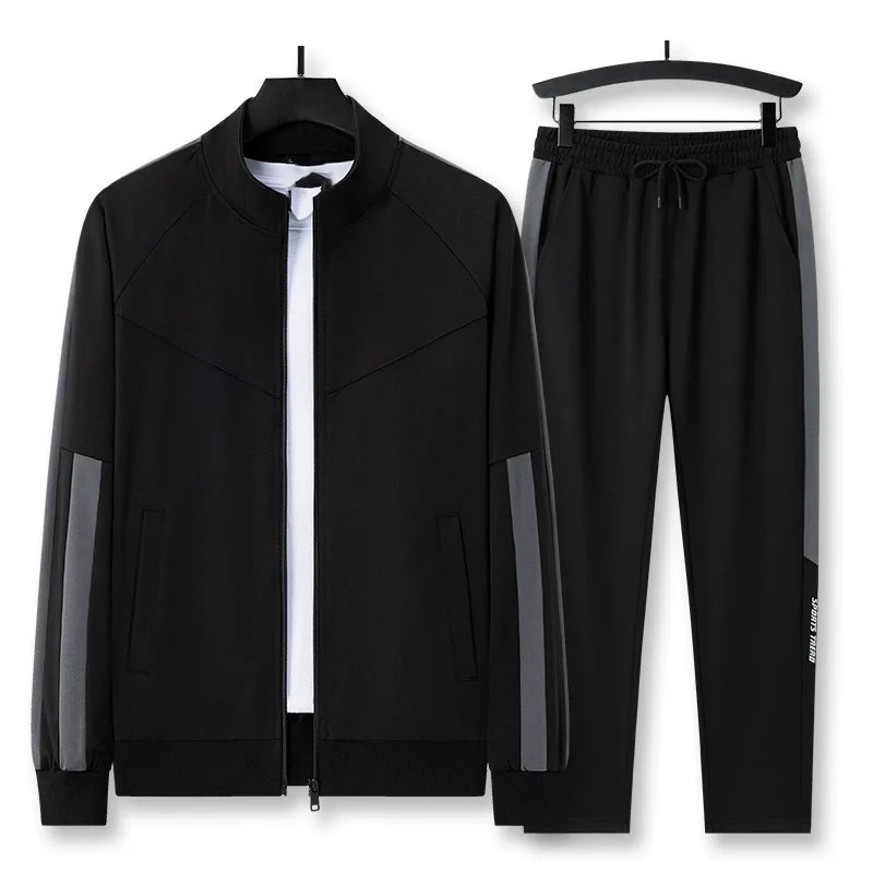Oem Customized logo Design Jacket Men Autumn High-end Middle-aged Dad Business Stand Collar Zipper Jacket Trouser