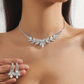 Rhinestone Crystal Flower Necklace Earrings Full Diamond Personalized High-end Jewelry Set