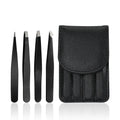 High Quality Eco-Friendly Durable Custom Logo Stainless Steel Volume Eyelash Eyebrow Tweezers Set Slanted Tools Gold Case