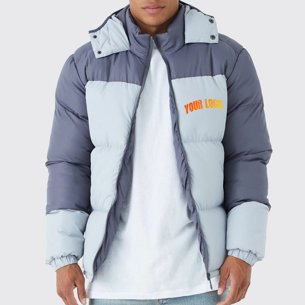 Designer Men's Winter Hooded Breathable 75% Down Puffer Bubble Design Full Zip Thick Jacket