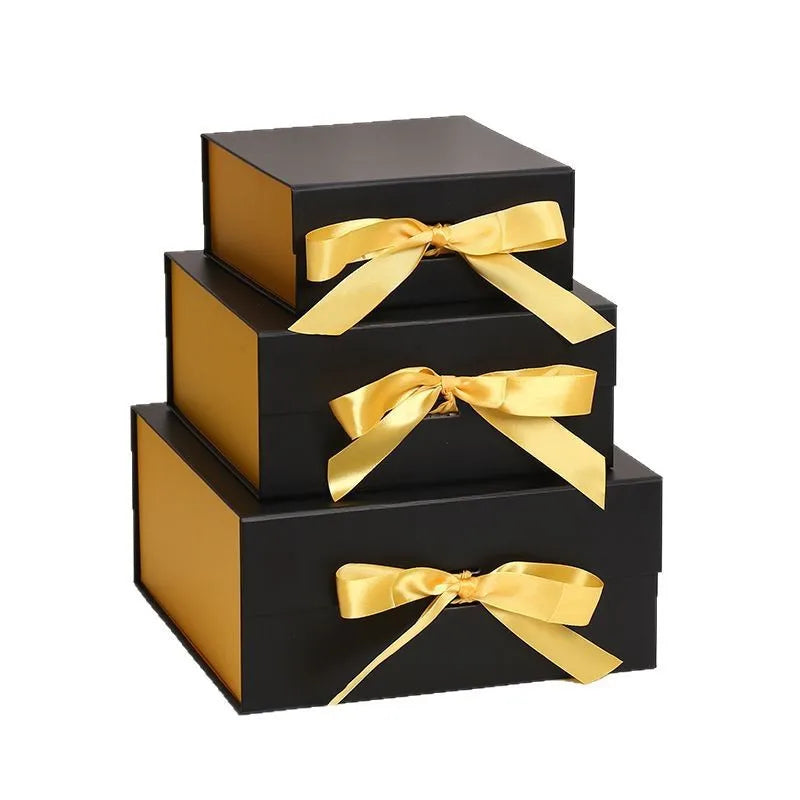 MU 3 Size Paper Box Rigid Paper Packing Bag Flat Foldable Magnetic Gift Paper Box Clothes Shoe Ribbon Gift Box