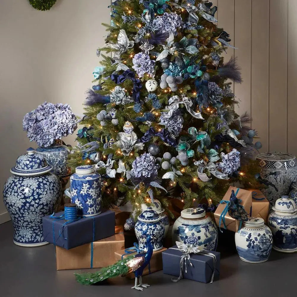 Flower Jar Decorative Graceful Ceramic Antique Ginger Jar Porcelain Wholesale Chinese Home Custom Blue and White 1 Piece Modern