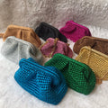 2024 New Style Women's Straw Handbag Woven Pouch Bag with Hollow Chain Leisure Beach Bag for Summer Holidays