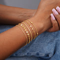 Dainty Brass Jewelry Chain Link Bracelet Gold Plated 5pcs Round Pieces + Dots + O-shaped Beaded Bracelet