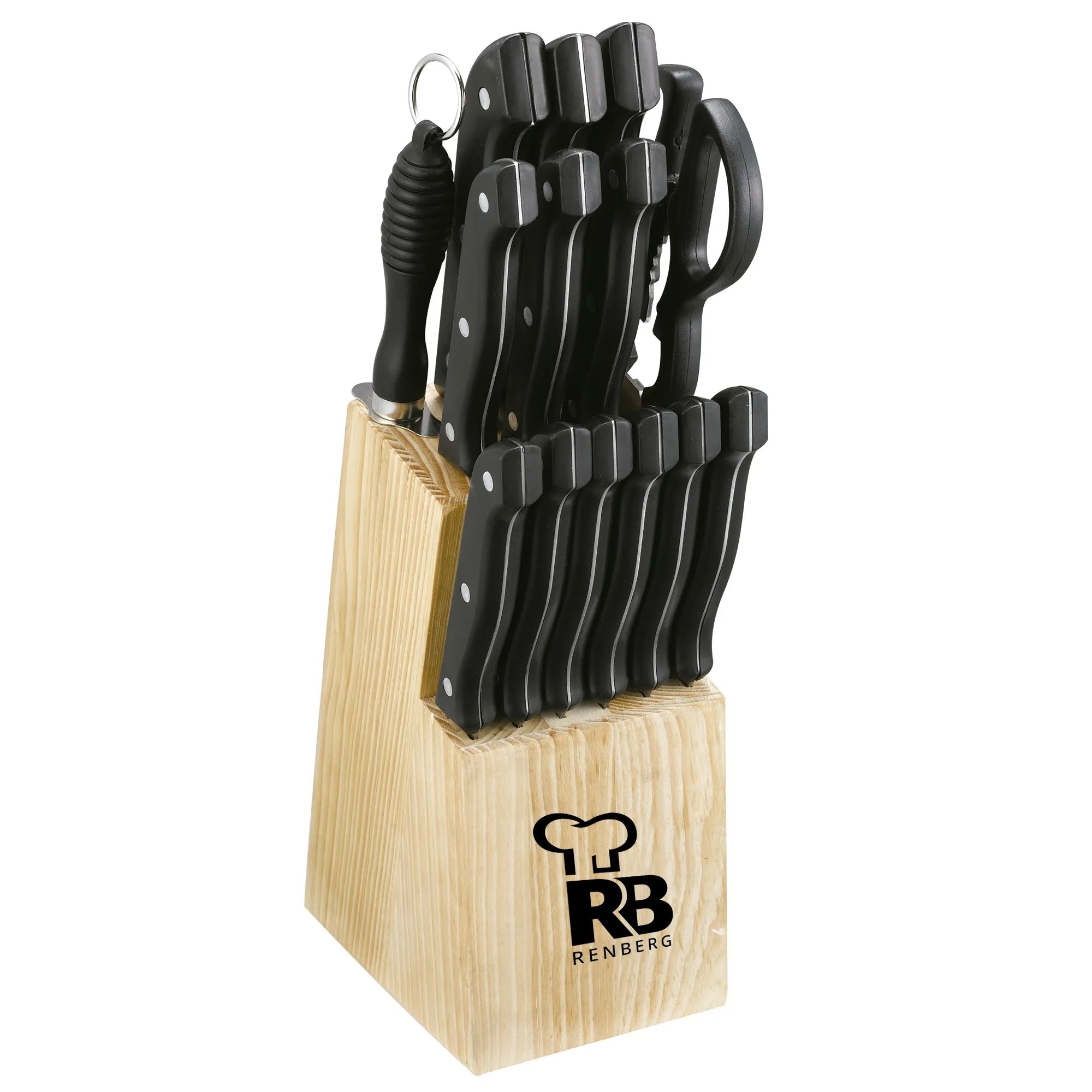 Knife set 15 pieces in stainless steel