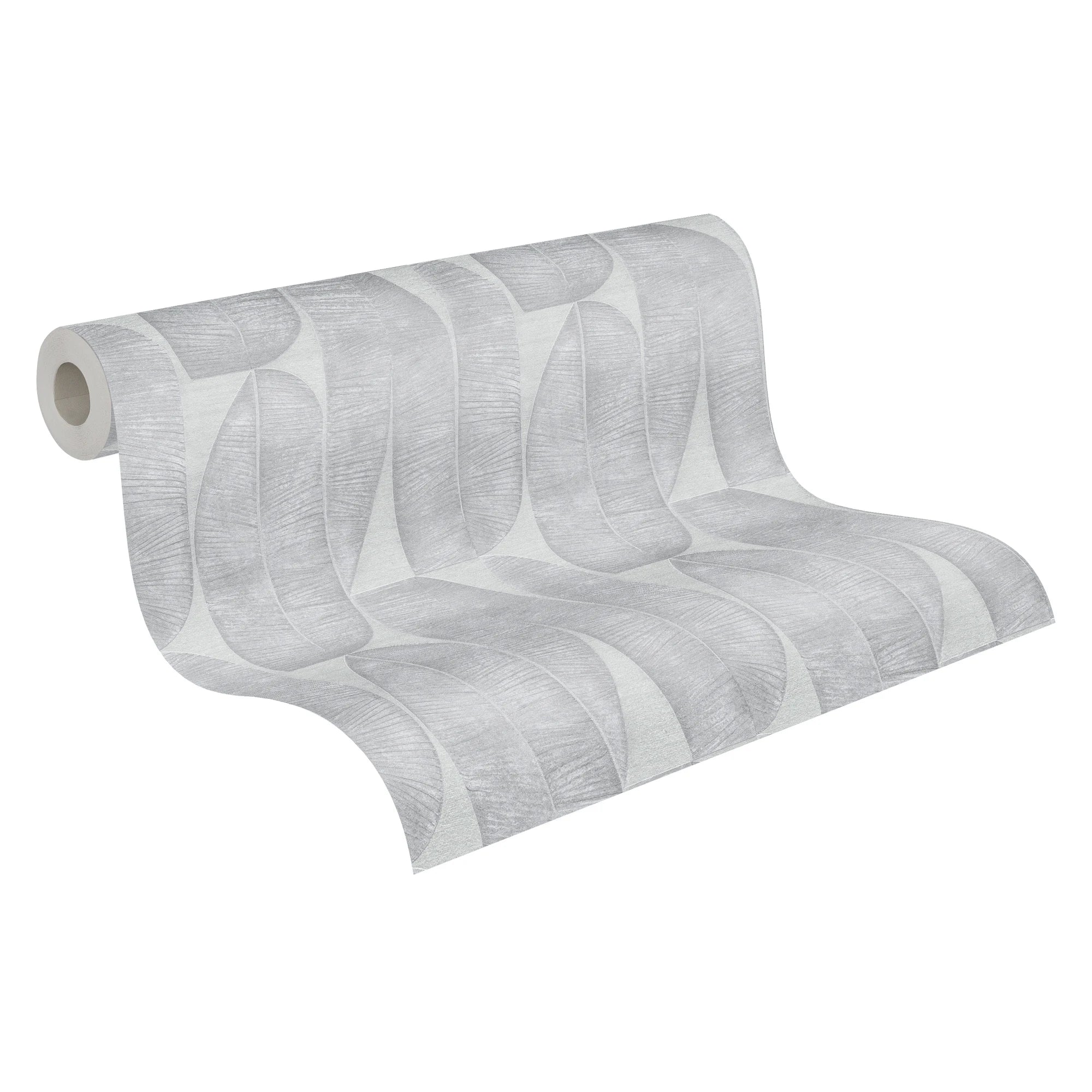 Made in Germany - Wallpaper rolls Banana Leaf Grey - Non Woven Vinyl - Modern Wallpaper Leaves for Walls - 1005 x 053 m