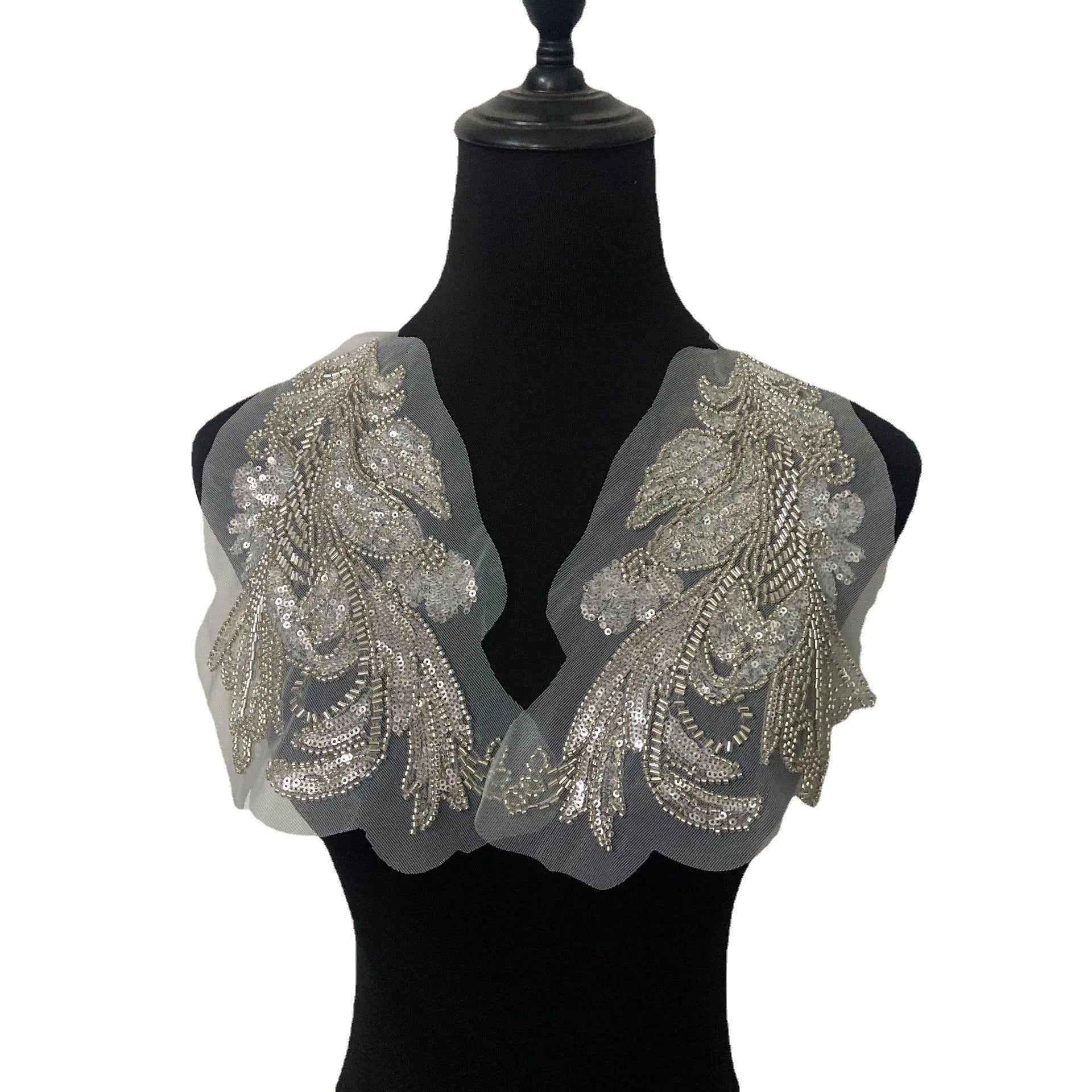 2023 New Design Heavy Sequin Bead Tube Pair of Corsage Fashion Dress Wedding Dress Embroidery Lace