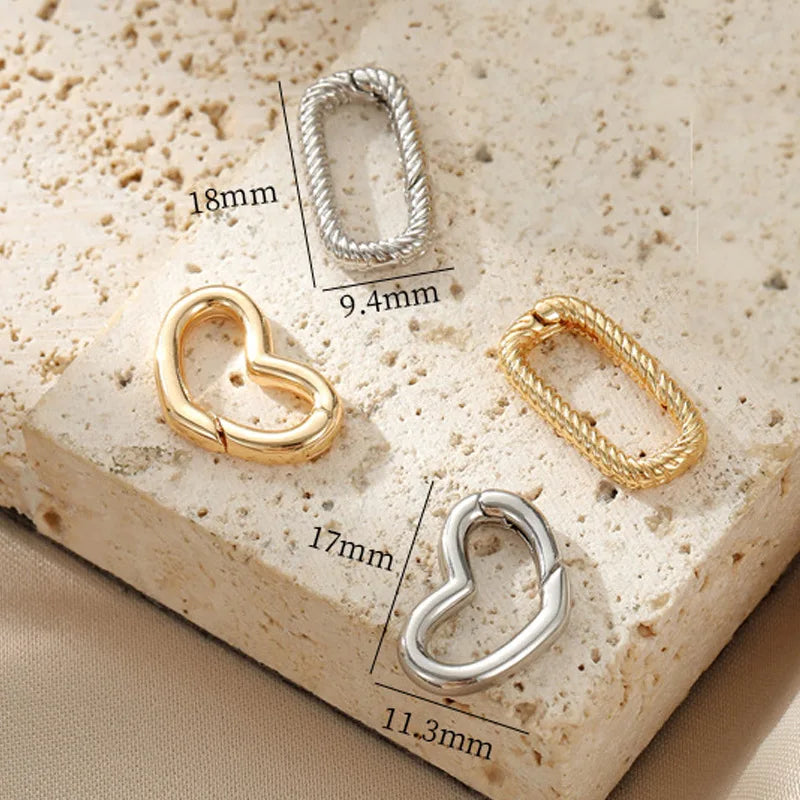 Diy Fashion Square Twist Braid 14K Gold Plated Brass Necklace Heart Spring Clasp for Jewelry Making Accessories