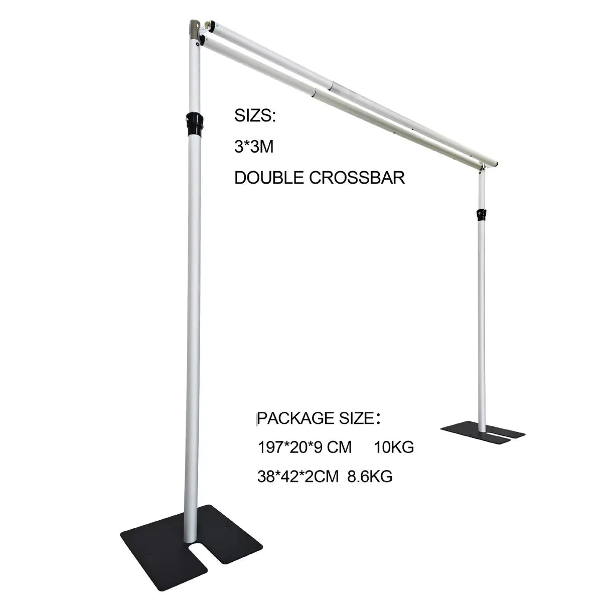 High Quality Telescopic Metal Frame 6-10FT Double Crossbar Portable Heavy Duty Adjustable Wedding Backdrop Flower Wall Stand