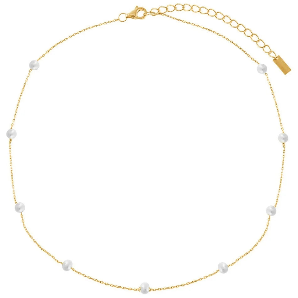 Fashion Jewelry Manufacturers 925 Sterling Silver 18k Gold Plated Multi Pearl Choker Necklace for Women