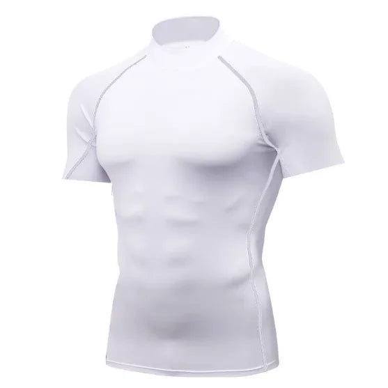 Men T-Shirt Sports Compression Shirt Gym Compression Shirt Basketball O-Neck Running Suitable for Fitness Short Sleeve