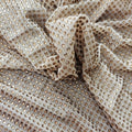 Iridescent Golden Topaz  Rhinestones Fabric on Beige  Nylon Spandex Power Mesh With Crystal Stones