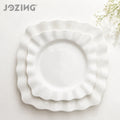 Wholesale Ruffled Edge Stock Ceramic Plate Factory Price Pleated Scalloped White Porcelain Dinner Plate for Restaurant MegaBDM