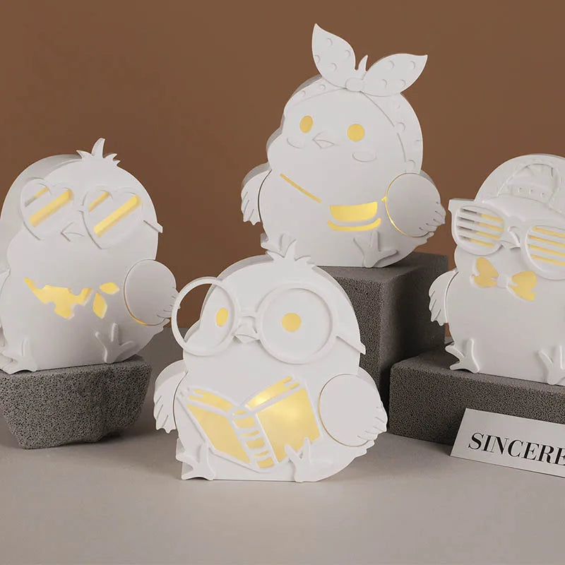Gypsum Cement Chicken Easter Egg Silicone Mold DIY Bird with Glasses Hollow Easter Egg Lamp Mold Home Decoration