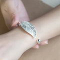 Simple Korean Valentines Day Gift Open Bangle Bracelet Silver Leaf Bracelet to My Daughter MegaBDM