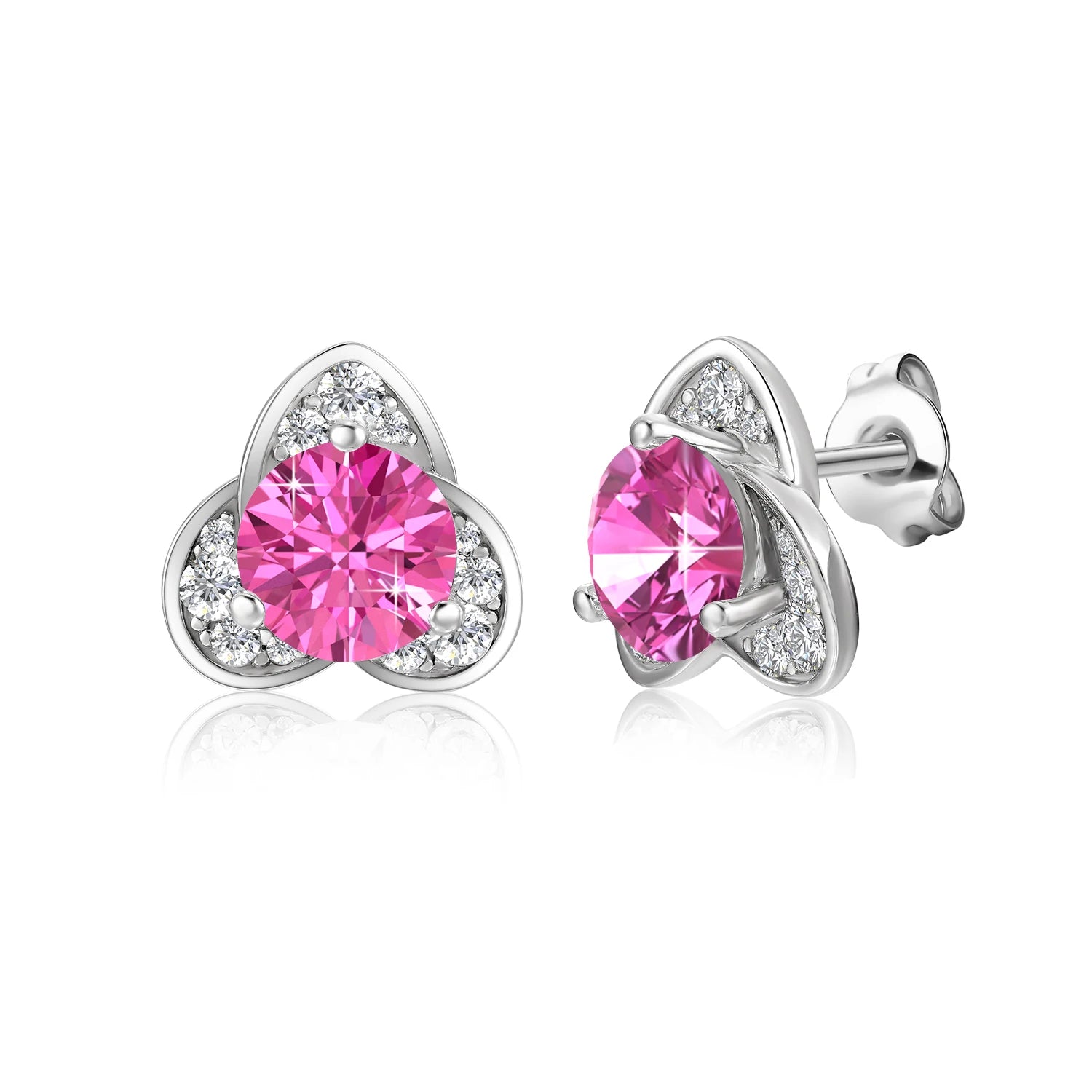 Trendy VVS 1 Colored Moissanite Diamond High Suality 925 Sterling Silver Pink Knot Stud Earrings for Women Destiny Jewellery