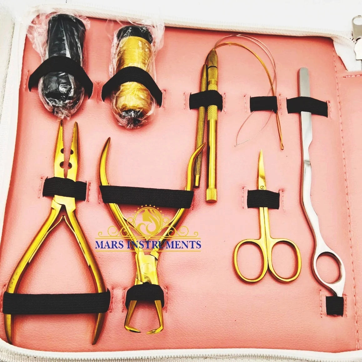 Hair Extension Tools Kit Pliers Hook Loop for Micro Rings Beads Removal and Closer 2 Hole Multi Function Plier Kit With Razor