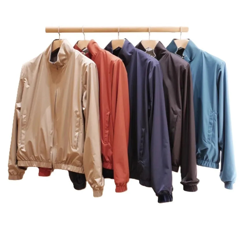 OEM Elite Reversible Windproof Lightweight Jacket Men Double Sided Spring Stand Collar Business Style Old Money Plus Size Jacket