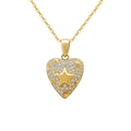 14K Solid Gold Necklace with Moissanite Locket Heart Pendant Women's Real Gold Jewelry-Photo Necklace