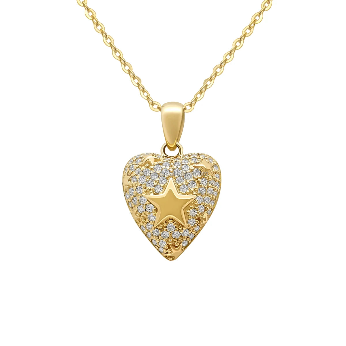 14K Solid Gold Necklace with Moissanite Locket Heart Pendant Women's Real Gold Jewelry-Photo Necklace