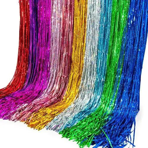Custom Party Foil Fringe Curtains Thicker Aluminium Foil 2M Drop Reusable Matte Rose Gold Tinsel Backdrop for Birthday Party