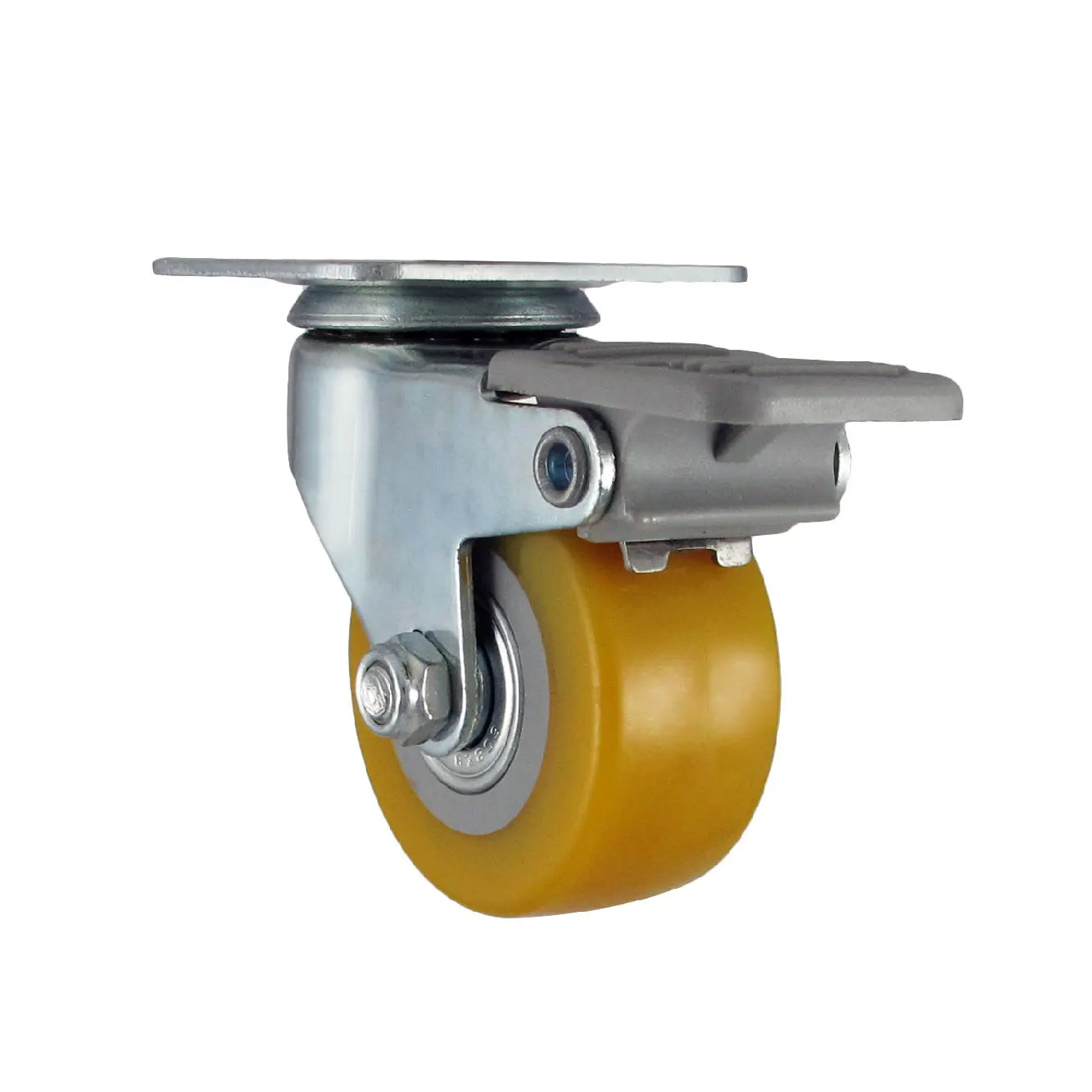 2 Inch Dual Brake Locking Caster Wheels Top Plate PVC Wheel for Furniture Workbench School Bathroom Gym Living Room Dining