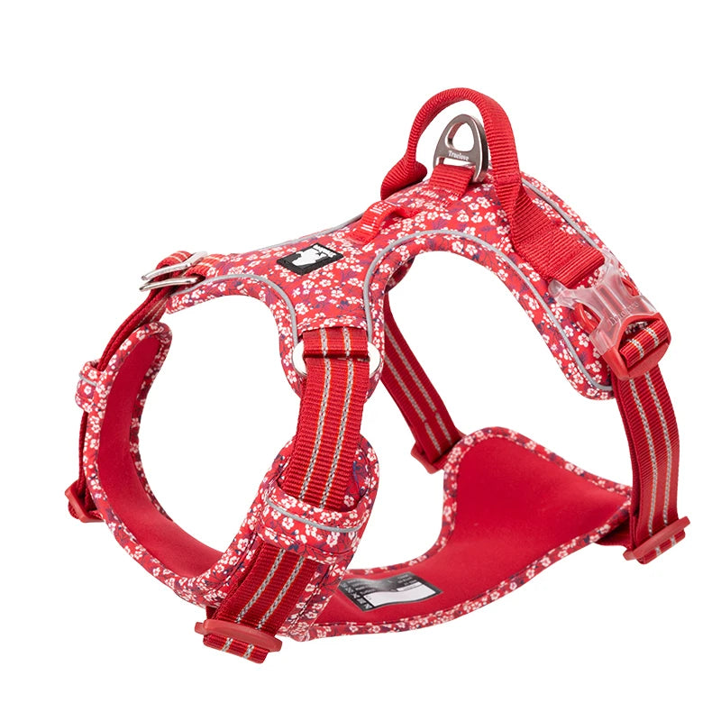 OEM Custom Logo Luxury Design Adjustable Outdoor No Pull Dog Harness Lightweight Fashion Flower Durable Pet Harness Manufacturer