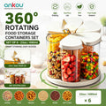 Hot Sale 360 Rotating Pantry Food Storage Containers Set 6 Pcs 23oz (690ml) Eco-Friendly BPA Free PET Airtight Leak-Proof Dual MegaBDM