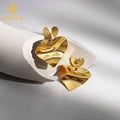 Stainless Steel Earrings for Women 18K Gold Plated Trendy Jewelry Wave Surface Heart Stainless Steel Pendant Earrings
